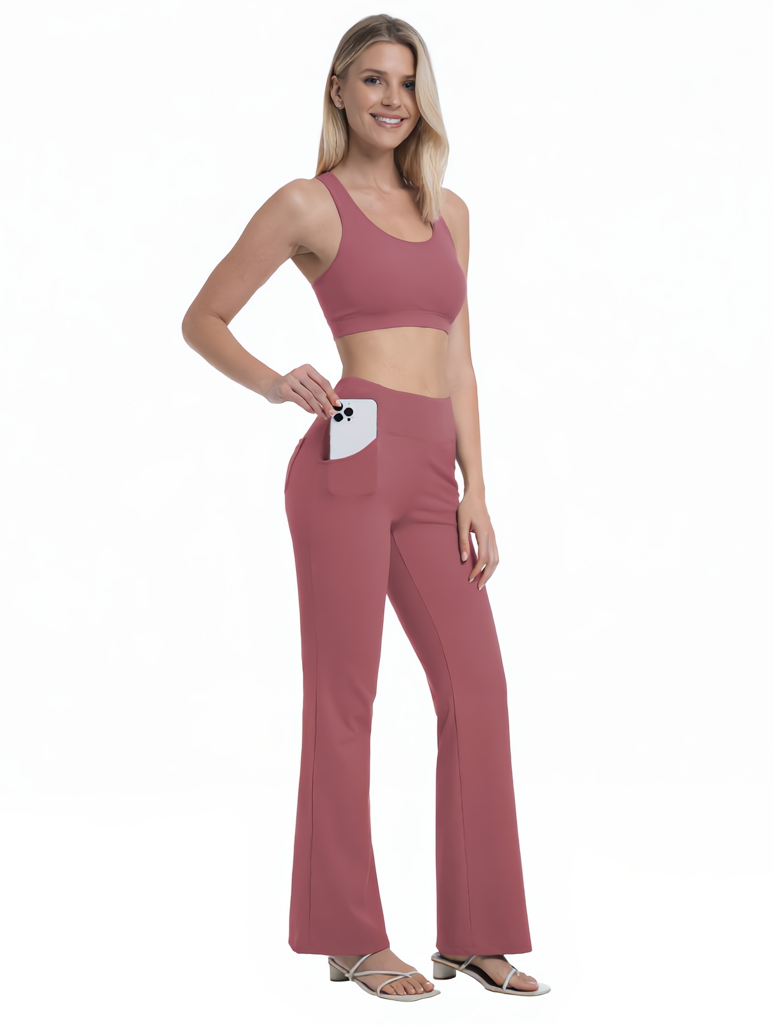 Bootcut Yoga Pants in Rosepink — The Monochrome Club style look